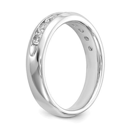 14K Weißgold Ehering mit 9 Diamanten in Kanalfassung