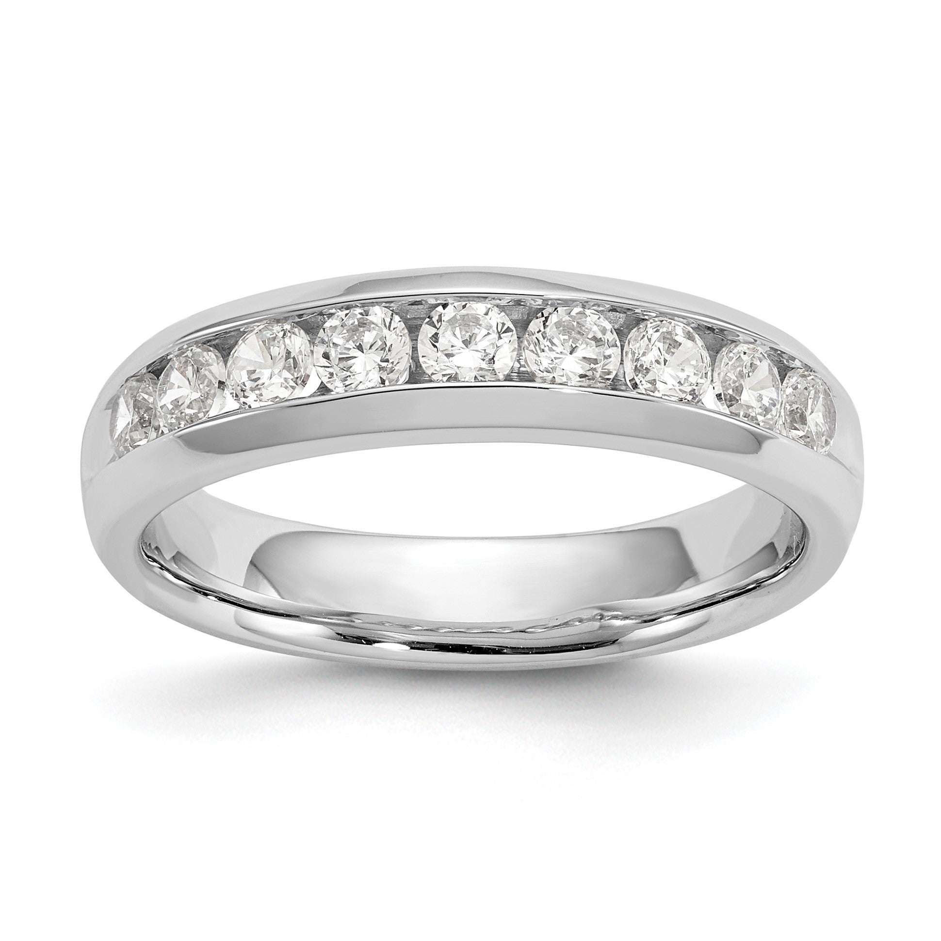 14K Weißgold Ehering mit 9 Diamanten in Kanalfassung