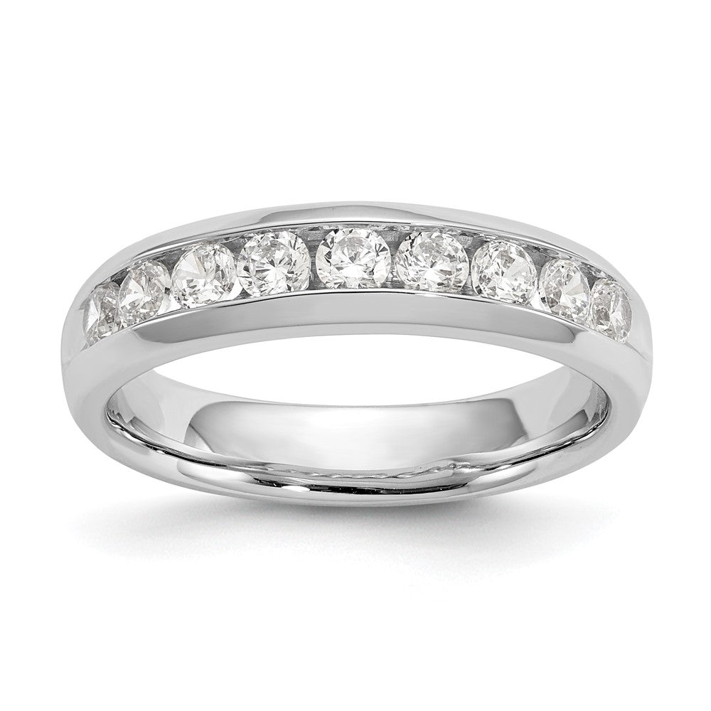 14K Weißgold Ehering mit 9 Diamanten in Kanalfassung