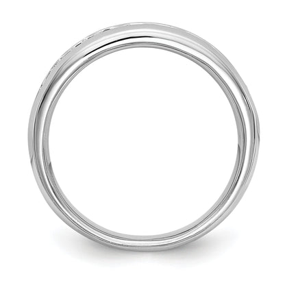14K Weißgold Ehering mit 9 Diamanten in Kanalfassung