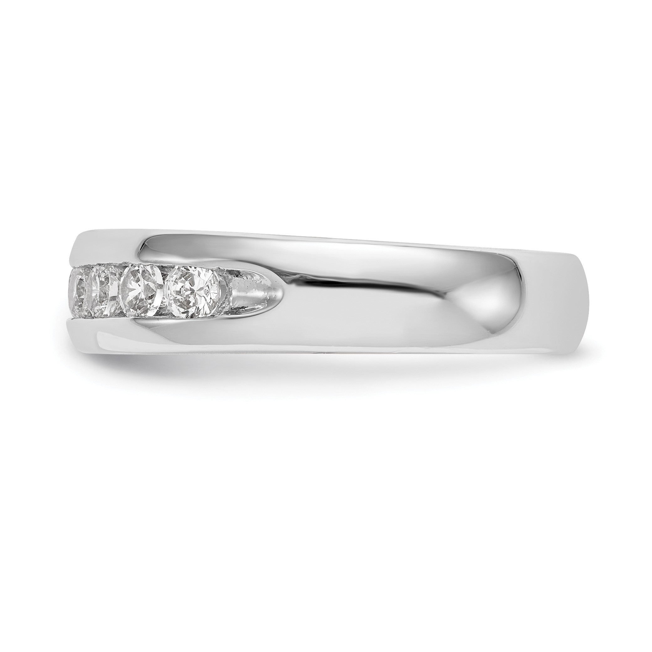 14K Weißgold Ehering mit 9 Diamanten in Kanalfassung