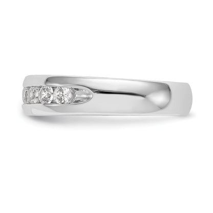 14K Weißgold Ehering mit 9 Diamanten in Kanalfassung