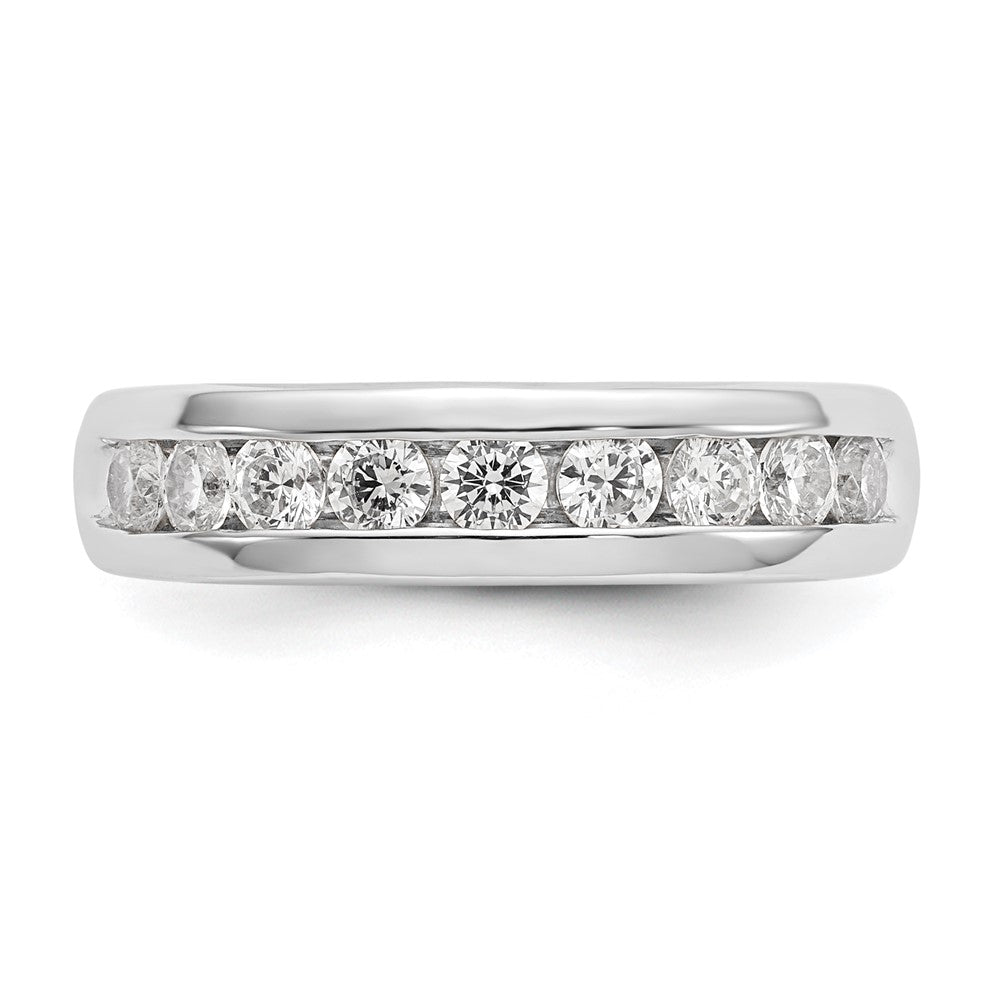 14K Weißgold Ehering mit 9 Diamanten in Kanalfassung