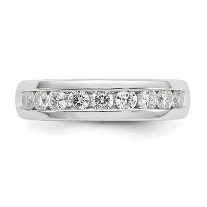 14K Weißgold Ehering mit 9 Diamanten in Kanalfassung