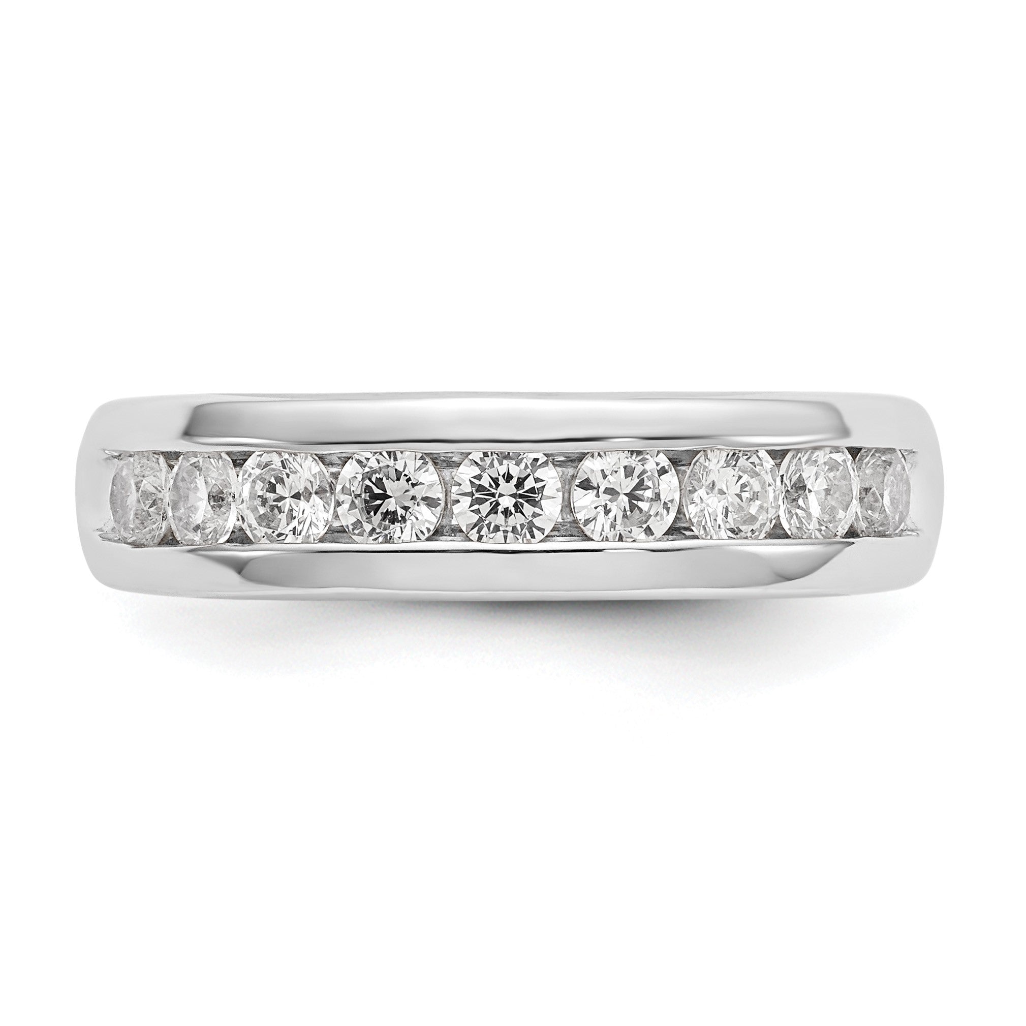 14K Weißgold Ehering mit 9 Diamanten in Kanalfassung