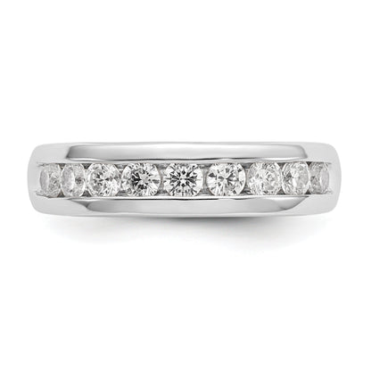 14K Weißgold Ehering mit 9 Diamanten in Kanalfassung