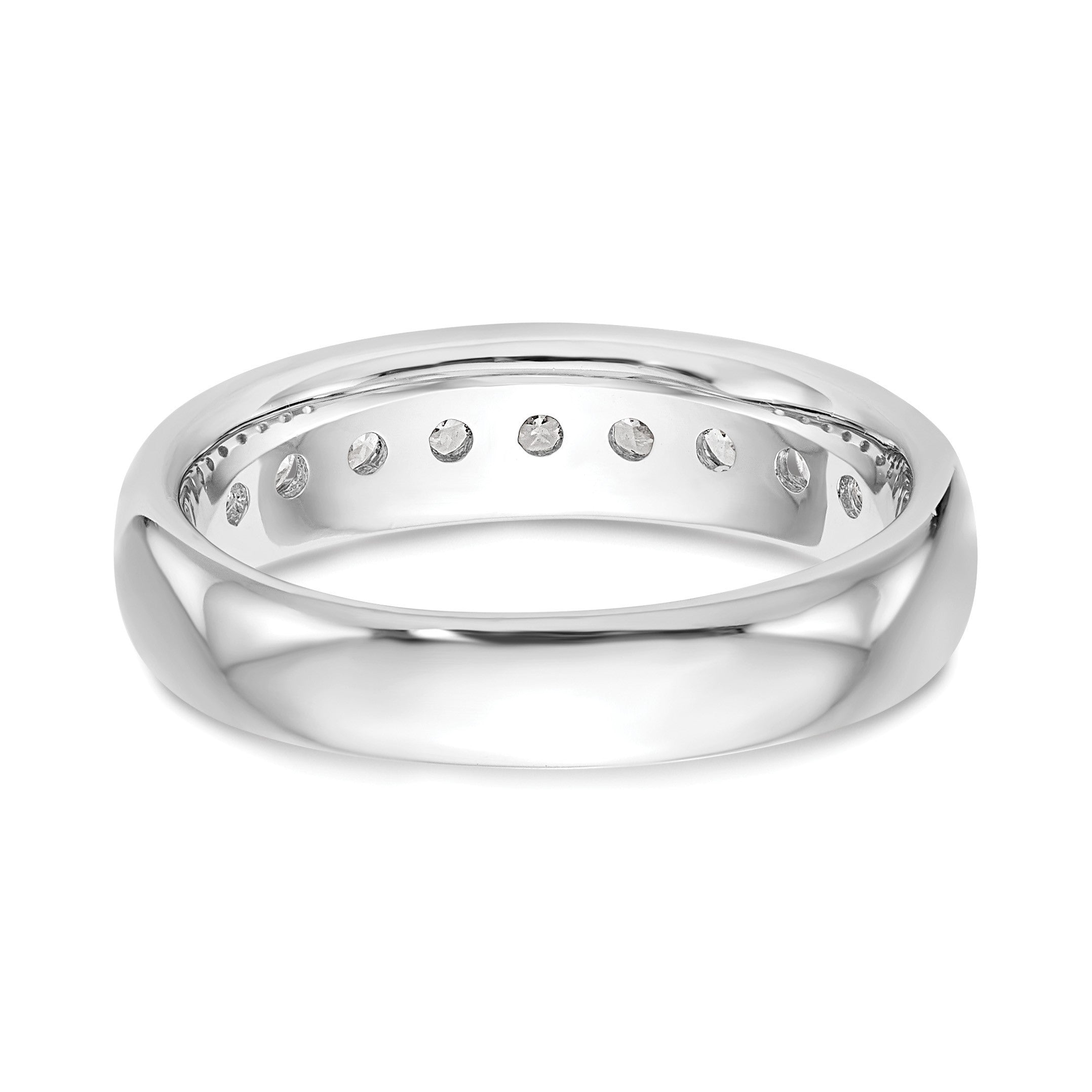 14K Weißgold Ehering mit 9 Diamanten in Kanalfassung
