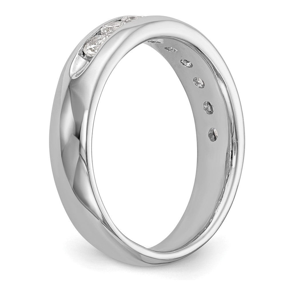 14K Weißgold Ehering mit 9 Diamanten in Kanalfassung