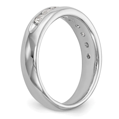 14K Weißgold Ehering mit 9 Diamanten in Kanalfassung