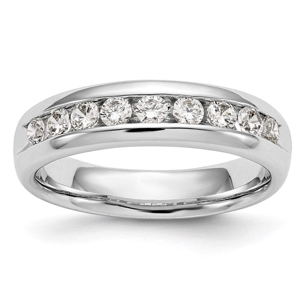 14K Weißgold Ehering mit 9 Diamanten in Kanalfassung