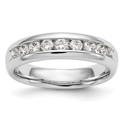 14K Weißgold Ehering mit 9 Diamanten in Kanalfassung