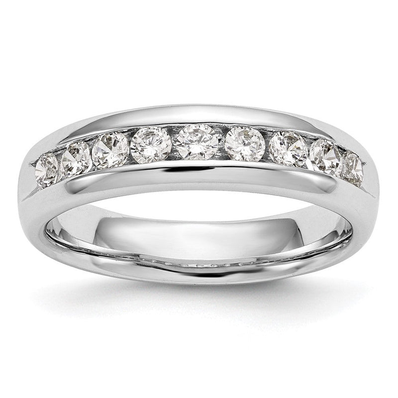 14K Weißgold Ehering mit 9 Diamanten in Kanalfassung