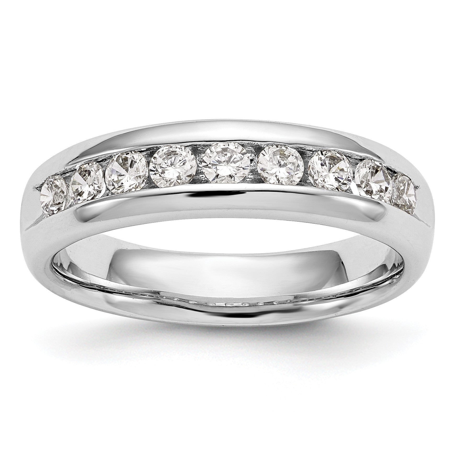 14K Weißgold Ehering mit 9 Diamanten in Kanalfassung