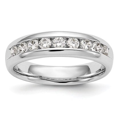 14K Weißgold Ehering mit 9 Diamanten in Kanalfassung