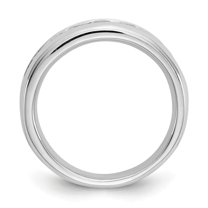 14K Weißgold Ehering mit 9 Diamanten in Kanalfassung