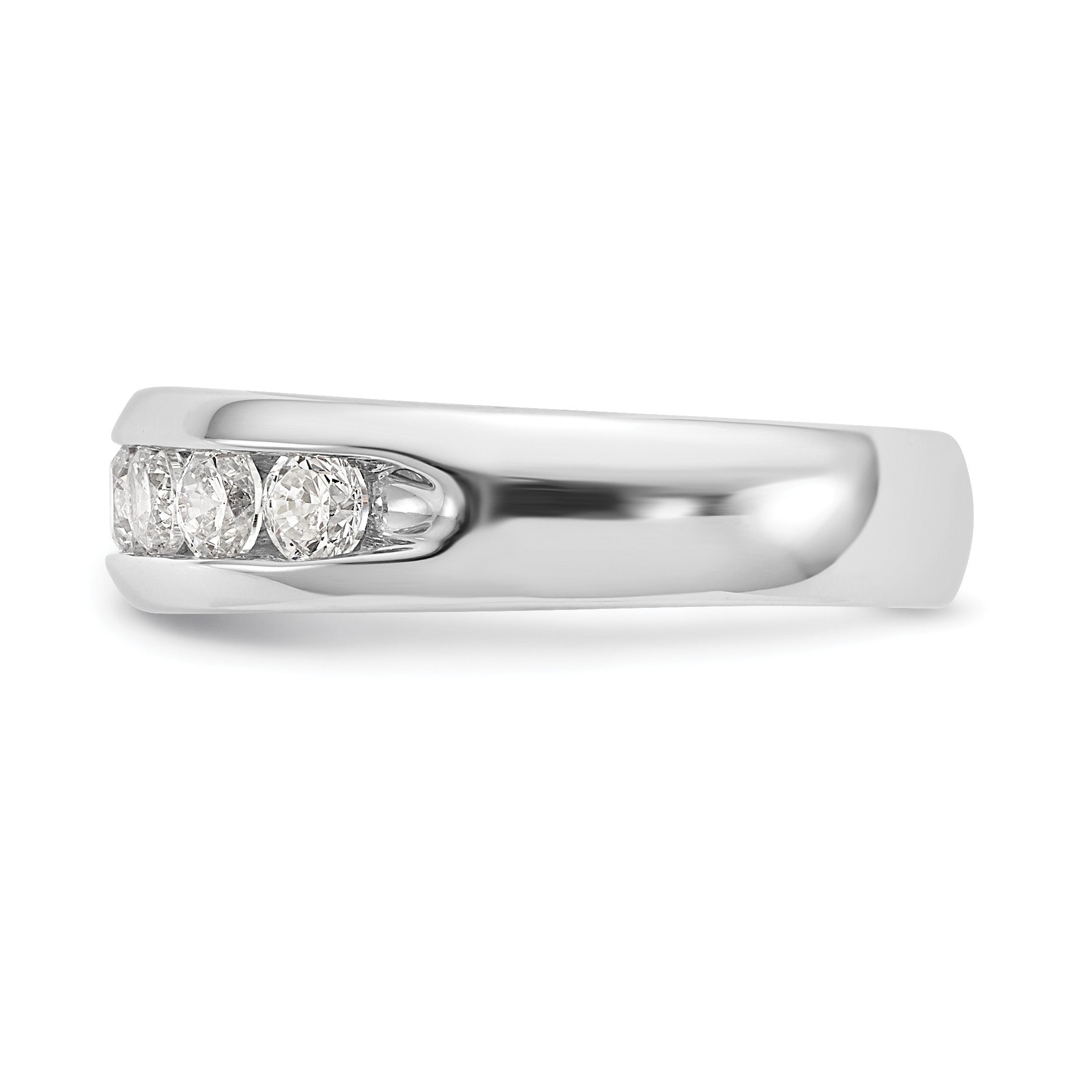 14K Weißgold Ehering mit 9 Diamanten in Kanalfassung