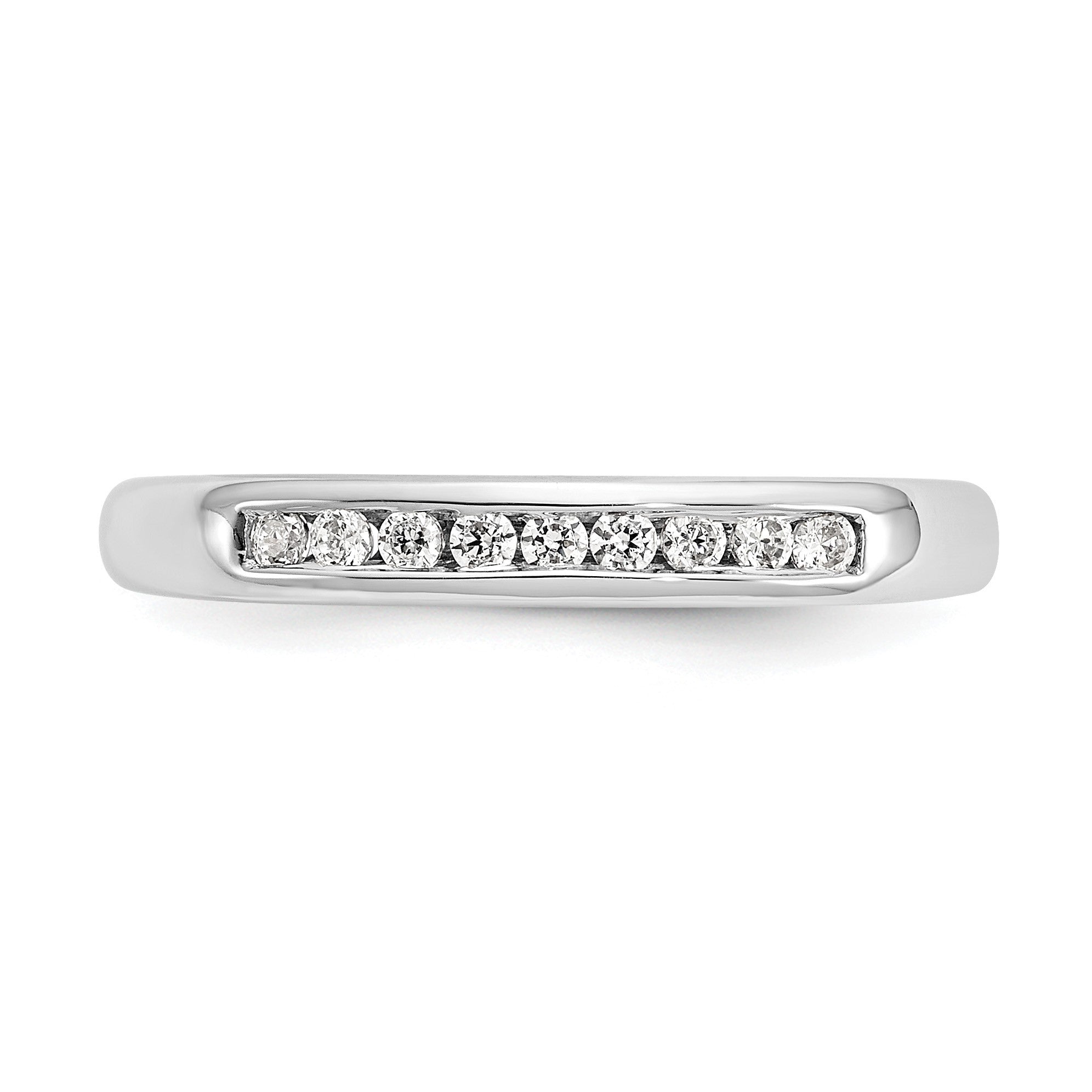 14K Weißgold Ehering mit 9 Diamanten in Kanalfassung