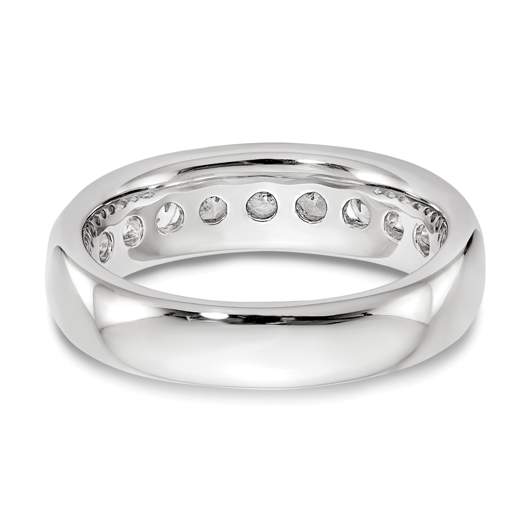 14K Weißgold Ehering mit 9 Diamanten in Kanalfassung