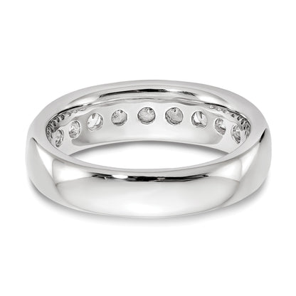 14K Weißgold Ehering mit 9 Diamanten in Kanalfassung