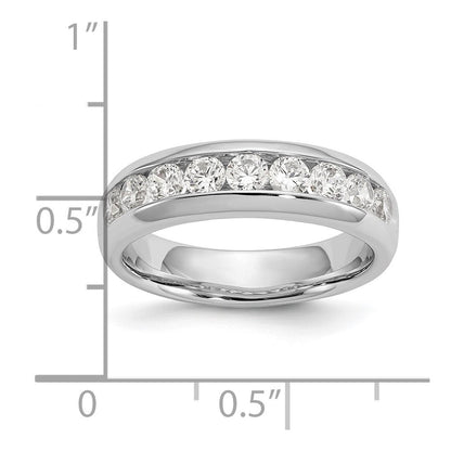 14K Weißgold Ehering mit 9 Diamanten in Kanalfassung