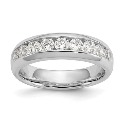 14K Weißgold Ehering mit 9 Diamanten in Kanalfassung