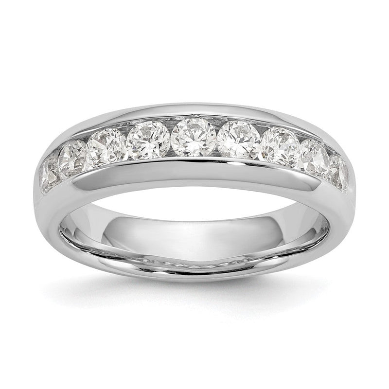 14K Weißgold Ehering mit 9 Diamanten in Kanalfassung