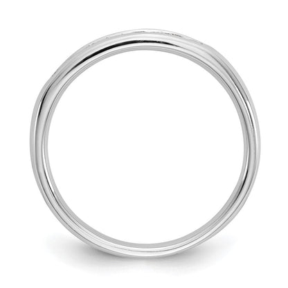14K Weißgold Ehering mit 9 Diamanten in Kanalfassung