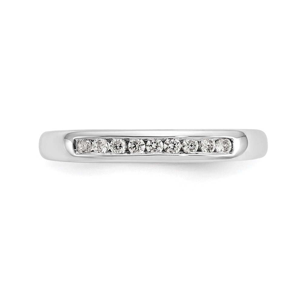 14K Weißgold Ehering mit 9 Diamanten in Kanalfassung