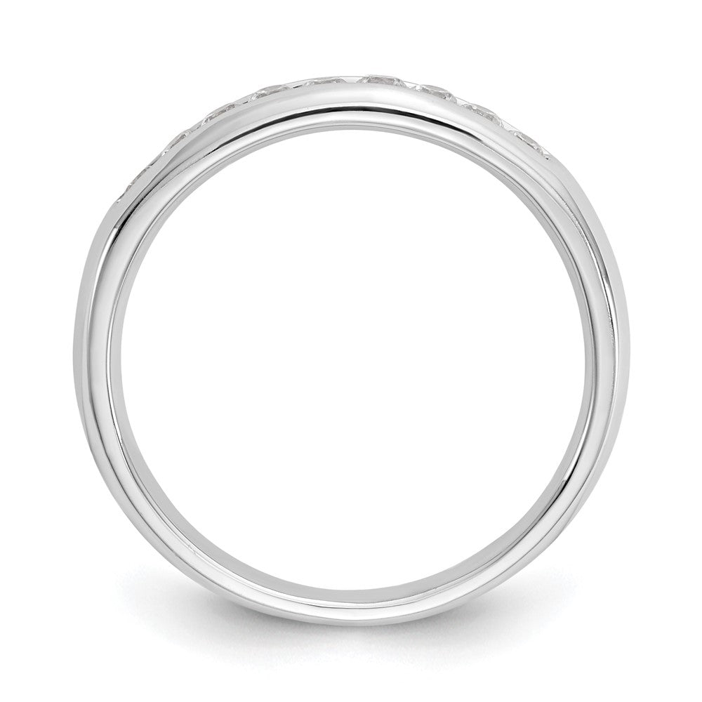 14K Weißgold Ehering mit 9 natürlichen Diamanten in Kanalfassung