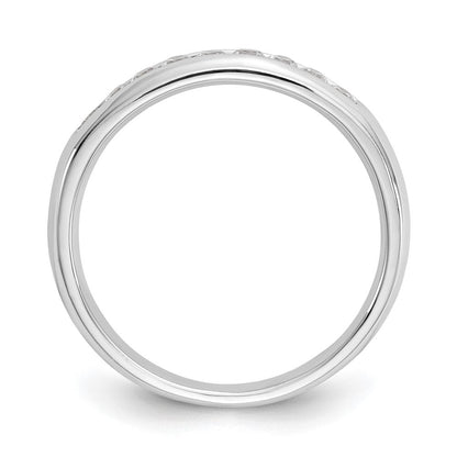 14K Weißgold Ehering mit 9 natürlichen Diamanten in Kanalfassung