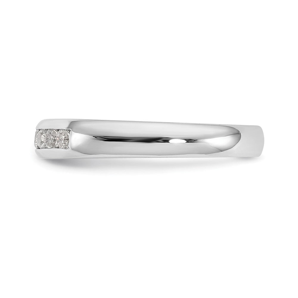 14K Weißgold Ehering mit 9 natürlichen Diamanten in Kanalfassung
