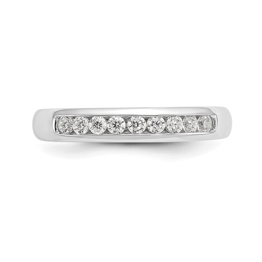 14K Weißgold Ehering mit 9 natürlichen Diamanten in Kanalfassung