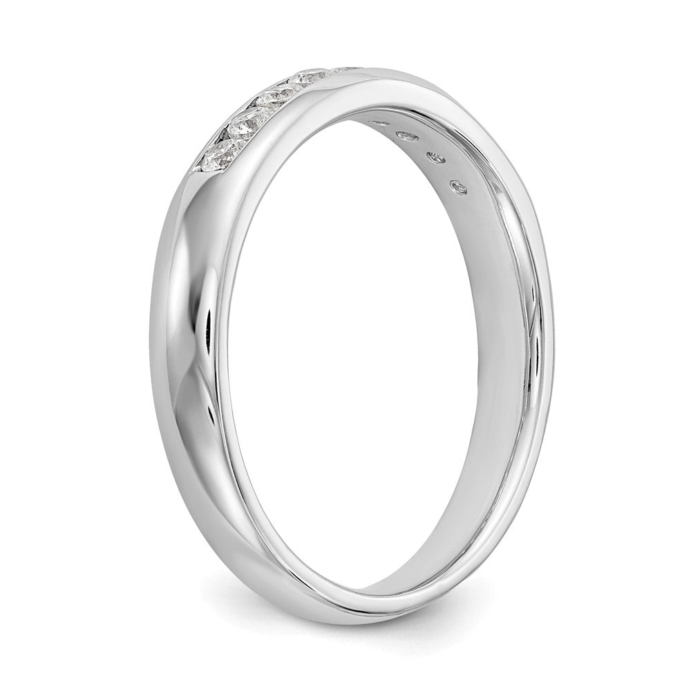 14K Weißgold Ehering mit 9 natürlichen Diamanten in Kanalfassung