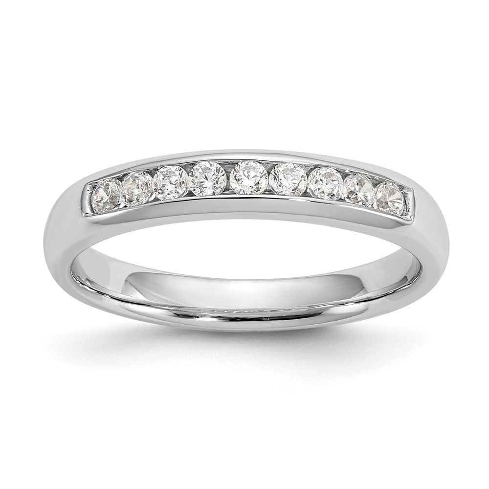 14K Weißgold Ehering mit 9 natürlichen Diamanten in Kanalfassung