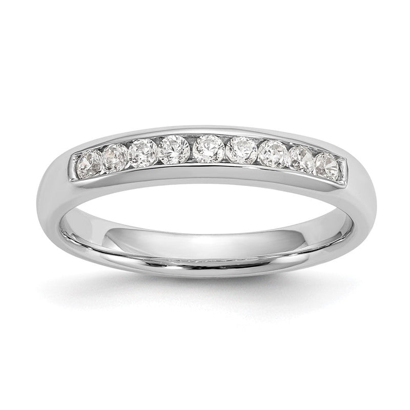 14K Weißgold Ehering mit 9 natürlichen Diamanten in Kanalfassung