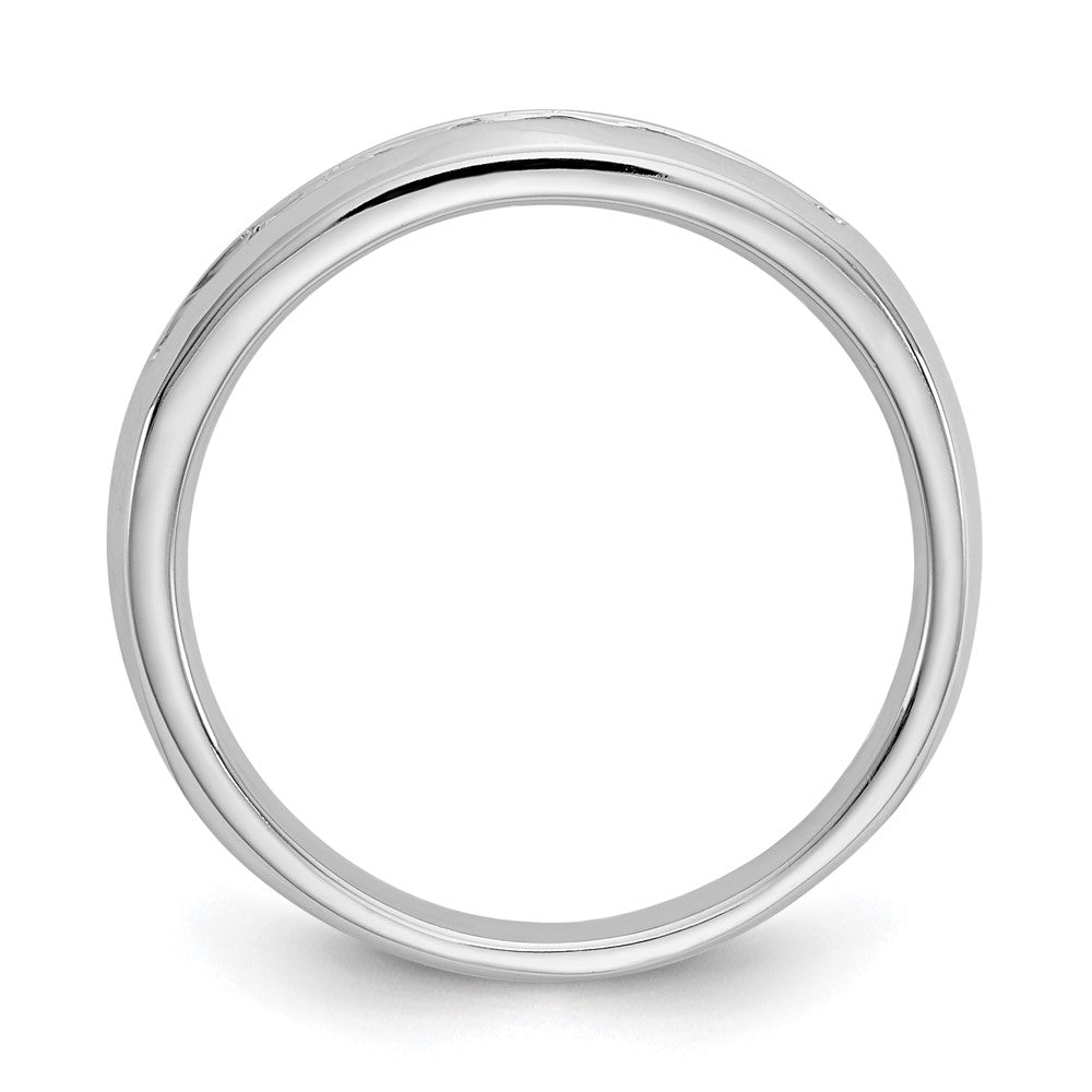 14K Weißgold Ehering mit 9 Diamanten in Kanalfassung