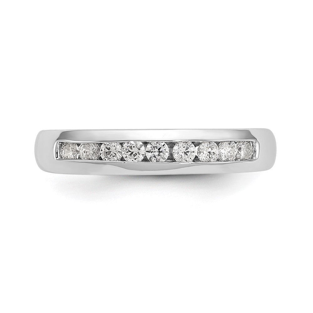 14K Weißgold Ehering mit 9 Diamanten in Kanalfassung