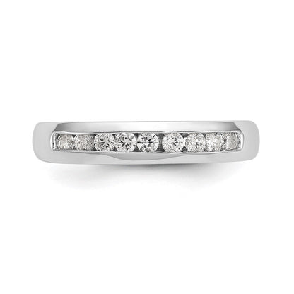 14K Weißgold Ehering mit 9 Diamanten in Kanalfassung