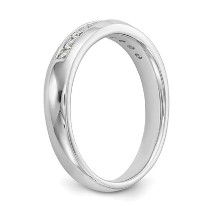 14K Weißgold Ehering mit 9 Diamanten in Kanalfassung