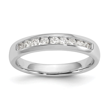 14K Weißgold Ehering mit 9 Diamanten in Kanalfassung
