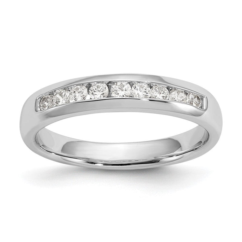 14K Weißgold Ehering mit 9 Diamanten in Kanalfassung
