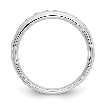 14K Weißgold Ehering mit 9 Diamanten in Kanalfassung