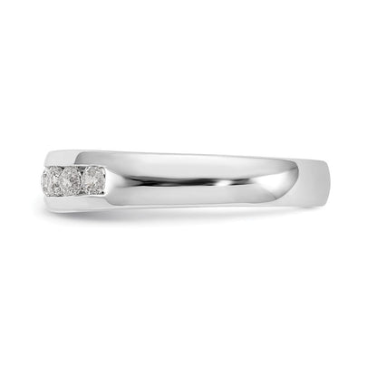 14K Weißgold Ehering mit 9 Diamanten in Kanalfassung