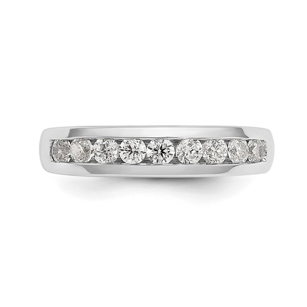 14K Weißgold Ehering mit 9 Diamanten in Kanalfassung