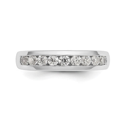 14K Weißgold Ehering mit 9 Diamanten in Kanalfassung