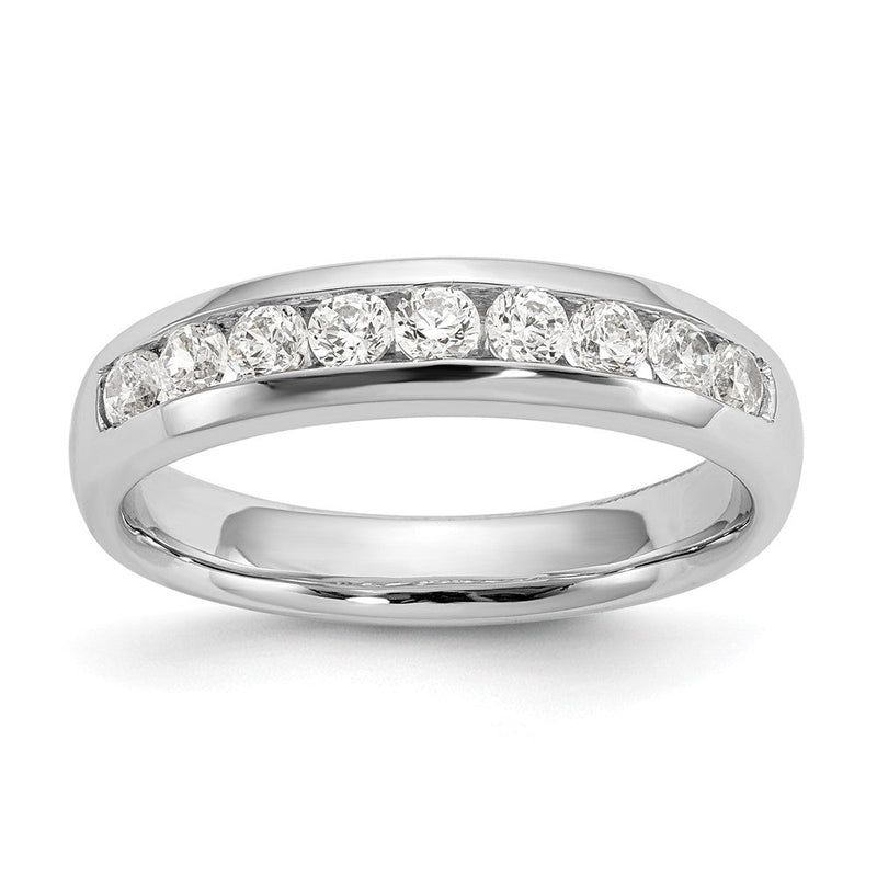 14K Weißgold Ehering mit 9 Diamanten in Kanalfassung