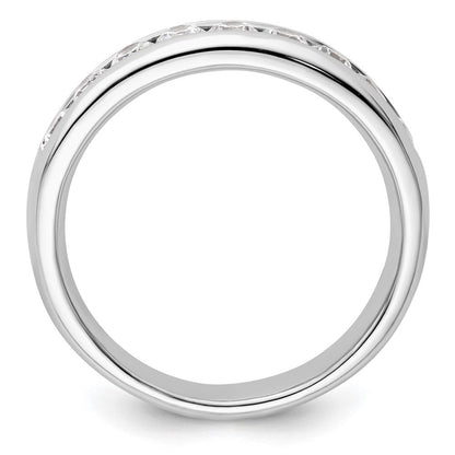 14K Weißgold Ehering mit 9 Diamanten in Kanalfassung