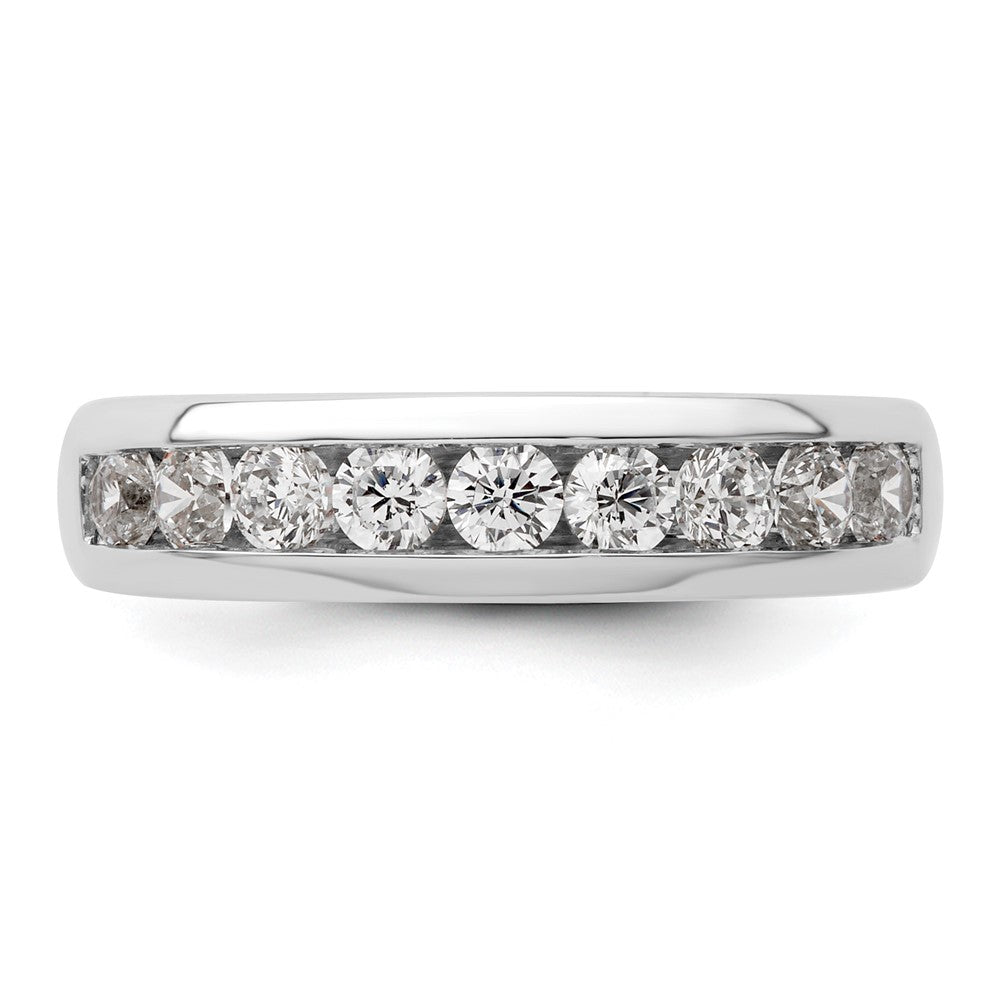 14K Weißgold Ehering mit 9 Diamanten in Kanalfassung