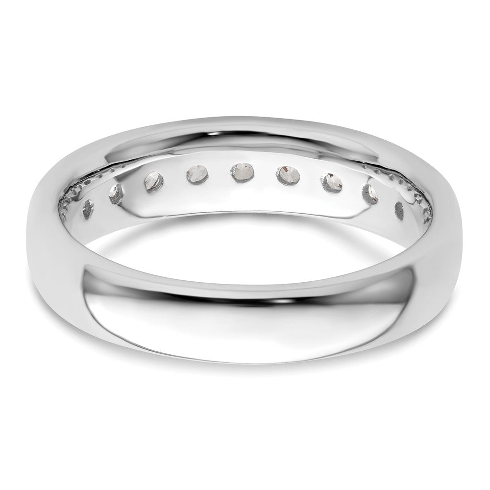 14K Weißgold Ehering mit 9 Diamanten in Kanalfassung
