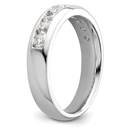 14K Weißgold Ehering mit 9 Diamanten in Kanalfassung
